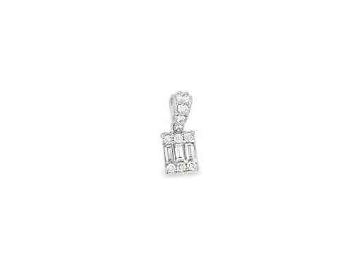 18K White Gold Pendant with Natural Baguette and Round Diamonds